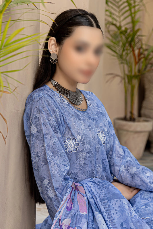 3 Piece - Embroidered Lawn - Parisa 107
