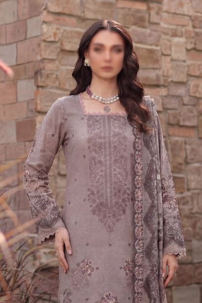 3 Piece - Embroidered Slub Lawn - Qalaa 130