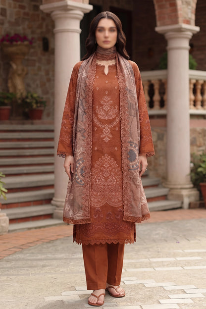 3 Piece - Embroidered Slub Lawn - Qalaa 132