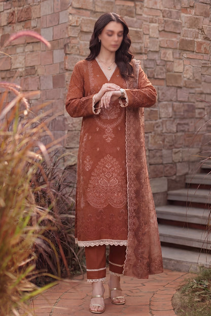 3 Piece - Embroidered Slub Lawn - Qalaa 132