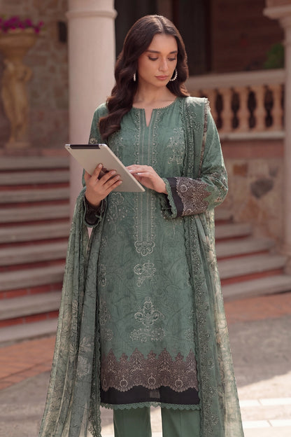 3 Piece - Embroidered Slub Lawn - Qalaa 135
