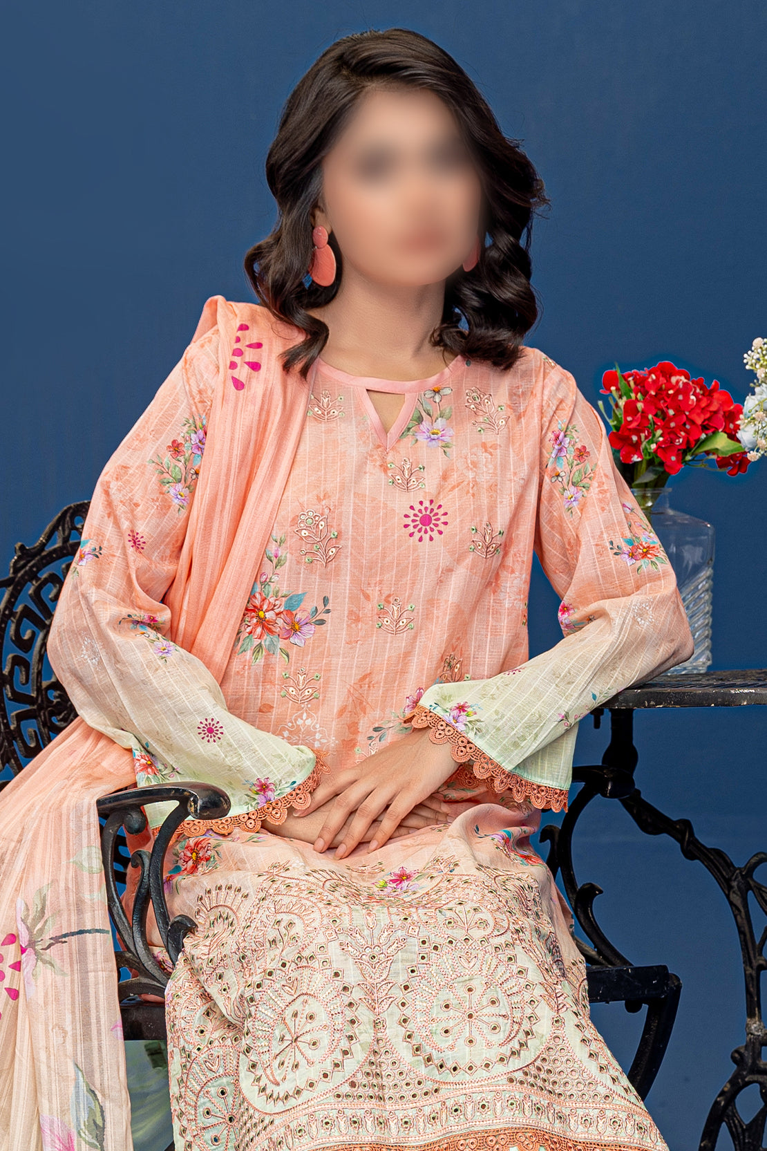 3 Piece - Embroidered Lawn  - Riwayat 203