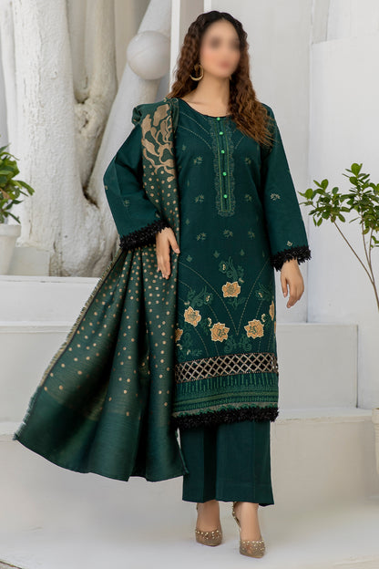 3 Piece - Glitter Embroidered Dhanak - Raniyah 201