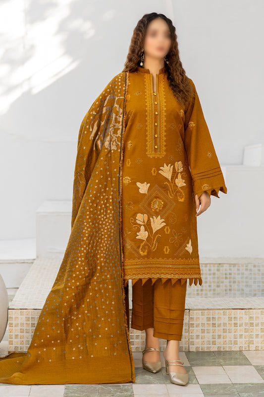 3 Piece - Glitter Embroidered Dhanak - Raniyah 203