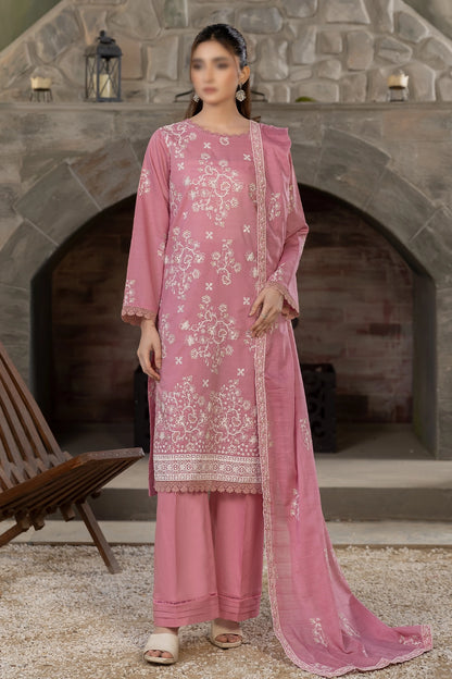 3 Piece - Embroidered Slub Lawn - Reet 103