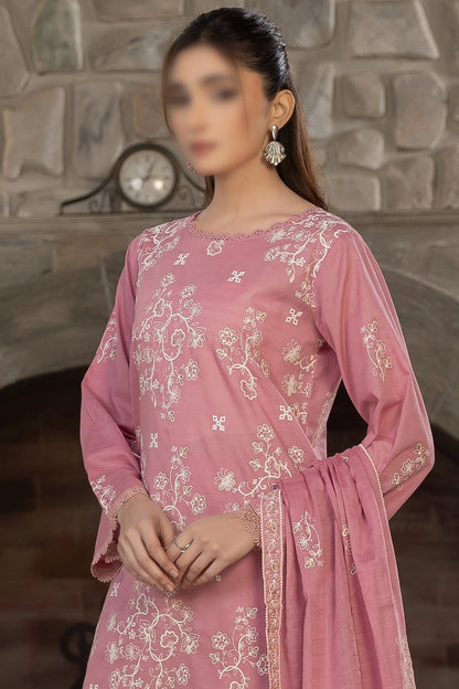 3 Piece - Embroidered Slub Lawn - Reet 103