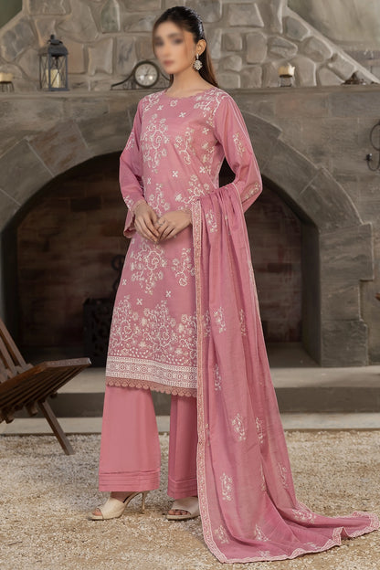 3 Piece - Embroidered Slub Lawn - Reet 103