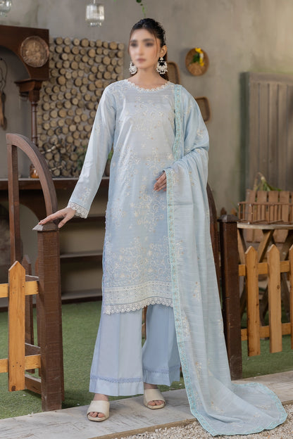 3 Piece - Embroidered Slub Lawn - Reet 105