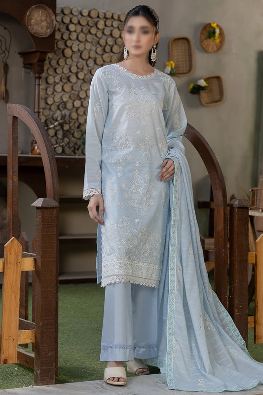 3 Piece - Embroidered Slub Lawn - Reet 105