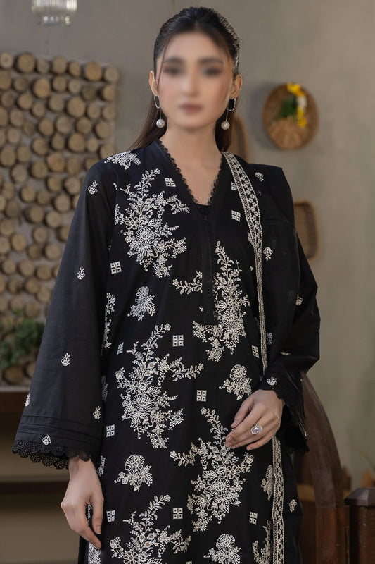 3 Piece - Embroidered Slub Lawn - Reet 106