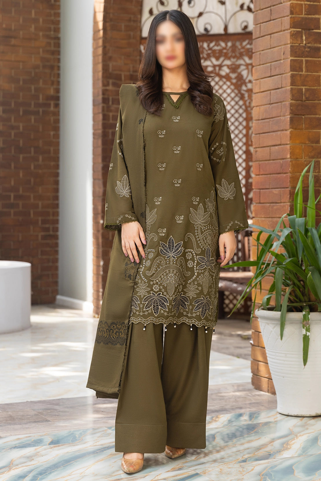 3 Piece - Embroidered Karandi - Riwayat 101