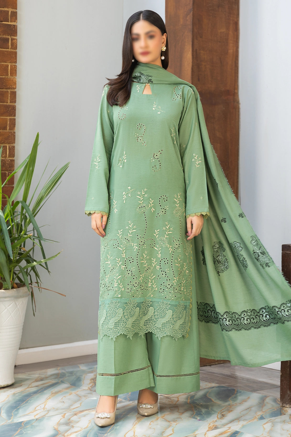 3 Piece - Embroidered Karandi - Riwayat 104
