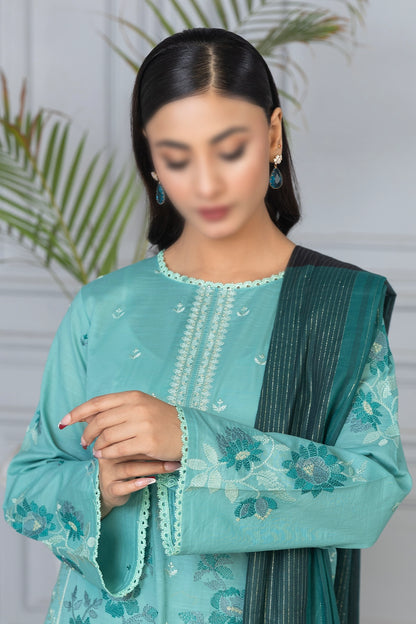 3 Piece - Embroidered Lawn - Roshni 101