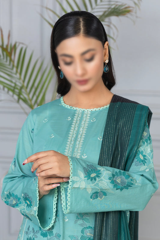 3 Piece - Embroidered Lawn - Roshni 101