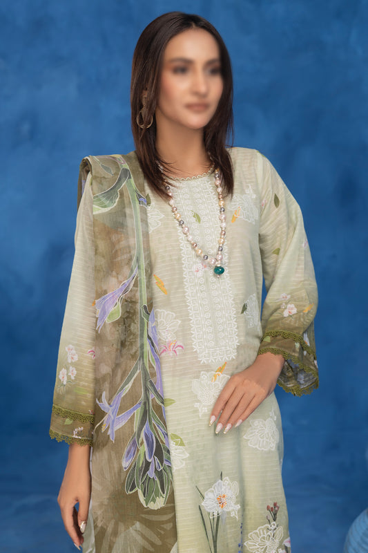 3 Piece - Embroidered Lawn - Sahil 201