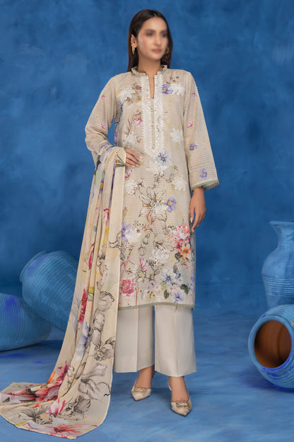 3 Piece - Embroidered Lawn - Sahil 210