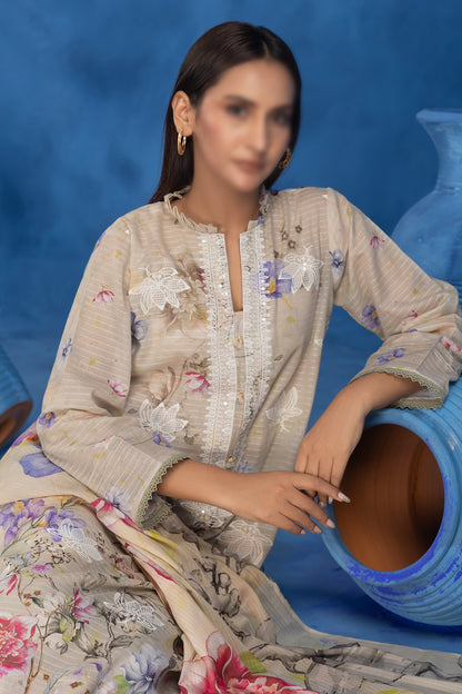 3 Piece - Embroidered Lawn - Sahil 210
