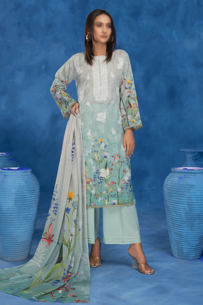 3 Piece - Embroidered Lawn - Sahil 204