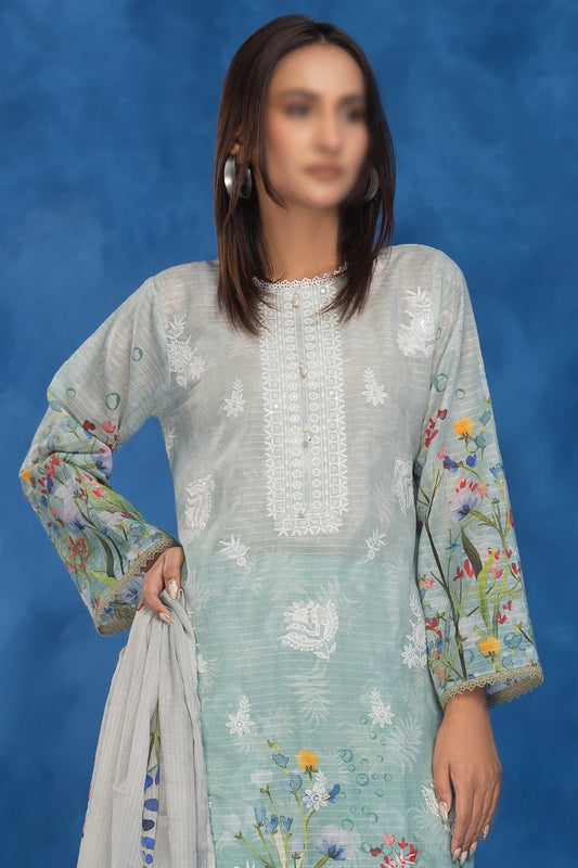 3 Piece - Embroidered Lawn - Sahil 204