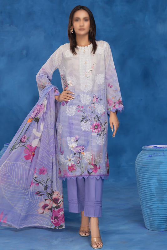 3 Piece - Embroidered Lawn - Sahil 205