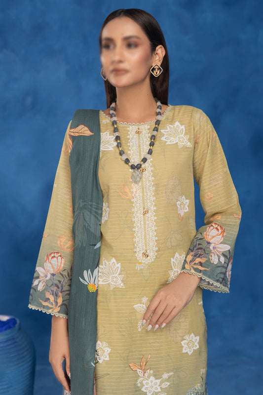 3 Piece - Embroidered Lawn - Sahil 206