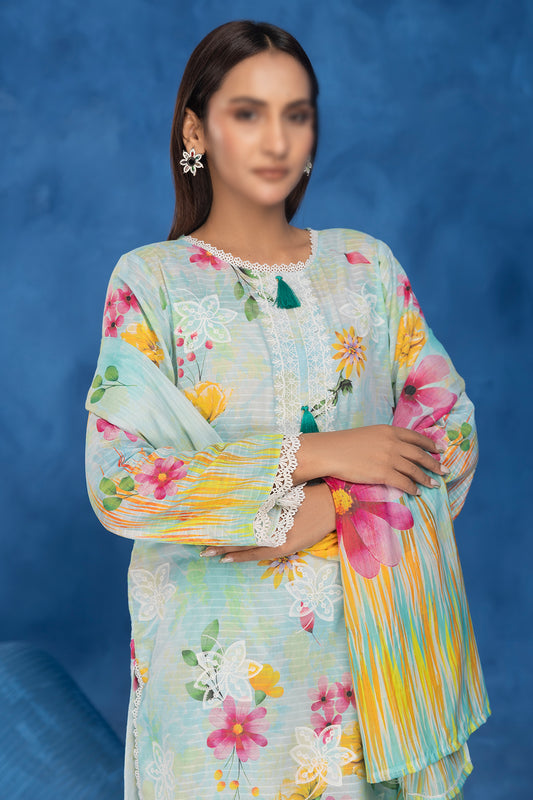 3 Piece - Embroidered Lawn - Sahil 208