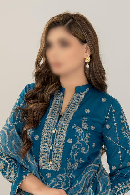 3 Piece - Embroidered Slub Lawn - Sargoshi 105