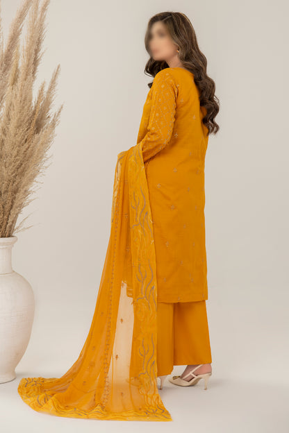 3 Piece - Embroidered Slub Lawn - Sargoshi 106