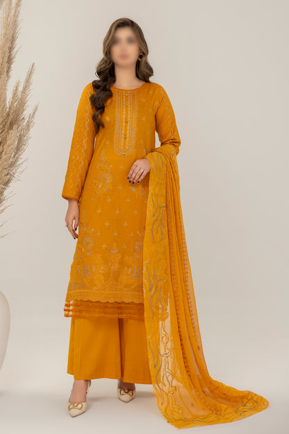 3 Piece - Embroidered Slub Lawn - Sargoshi 106