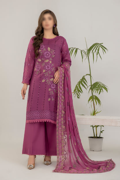 3 Piece - Embroidered Slub Lawn - Sargoshi 101