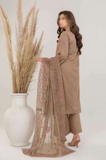 3 Piece - Embroidered Slub Lawn - Sargoshi 108