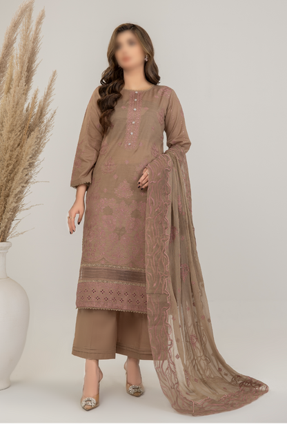 3 Piece - Embroidered Slub Lawn - Sargoshi 108