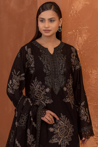 3 Piece - Embroidered Lawn Slub Karandi - Suffuse 101