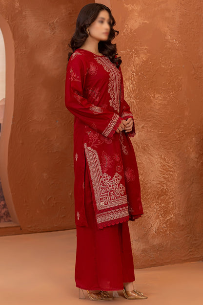 3 Piece - Embroidered Lawn Slub Karandi - Suffuse 102