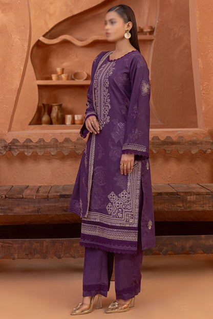 3 Piece - Embroidered Lawn Slub Karandi - Suffuse 104