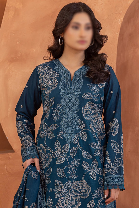 3 Piece - Embroidered Lawn Slub Karandi - Suffuse 106