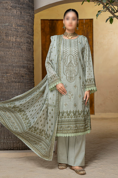 3 Piece - Embroidered Slub Lawn - Tabeer 202