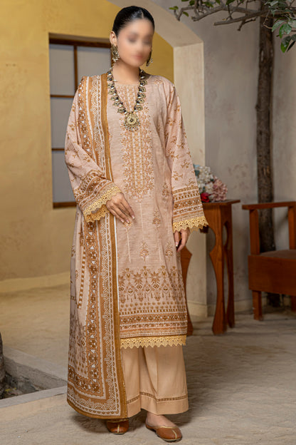 3 Piece - Embroidered Slub Lawn - Tabeer 206