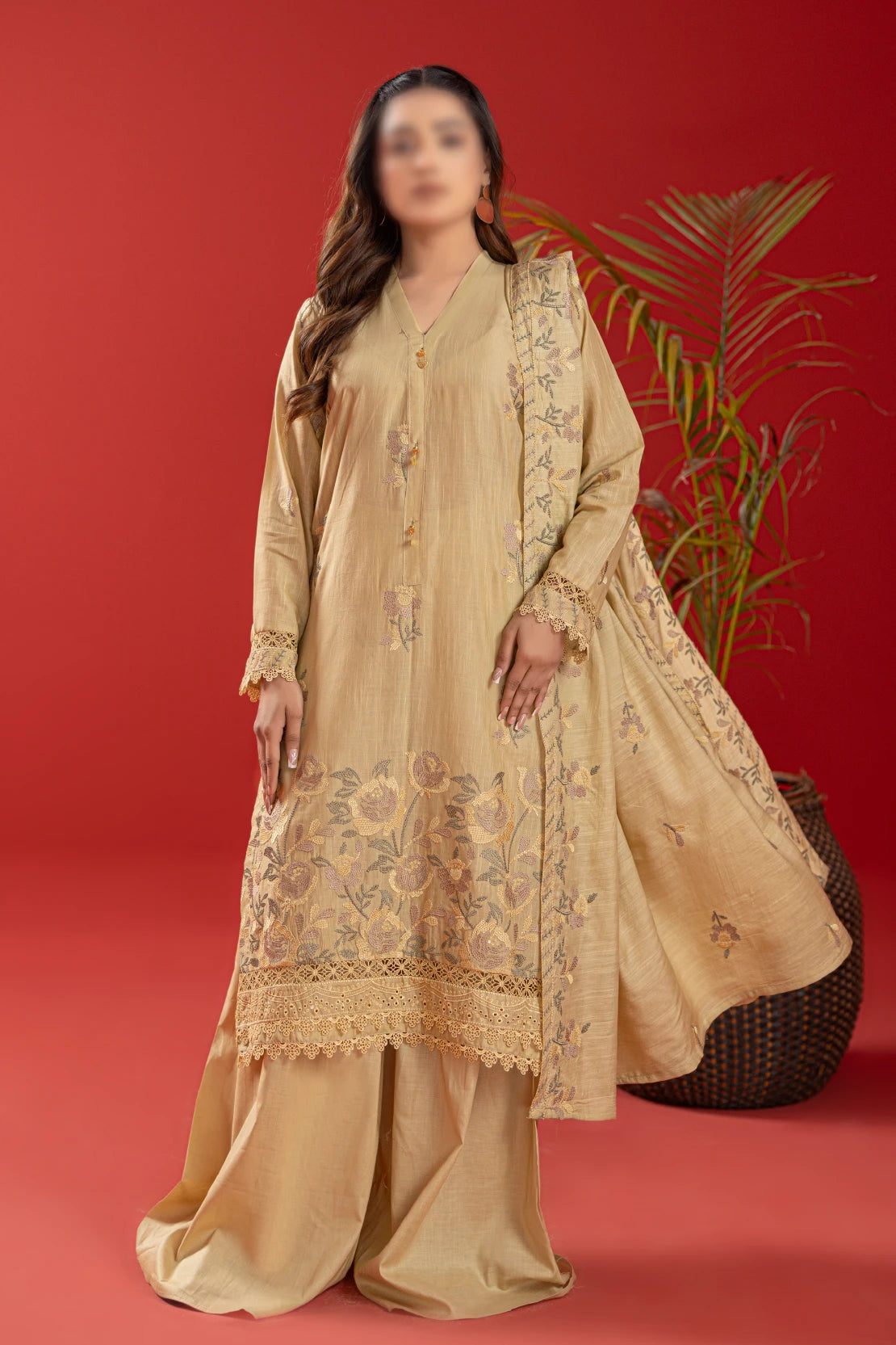 3 Piece - Embroidered Lawn - Tana Bana 103