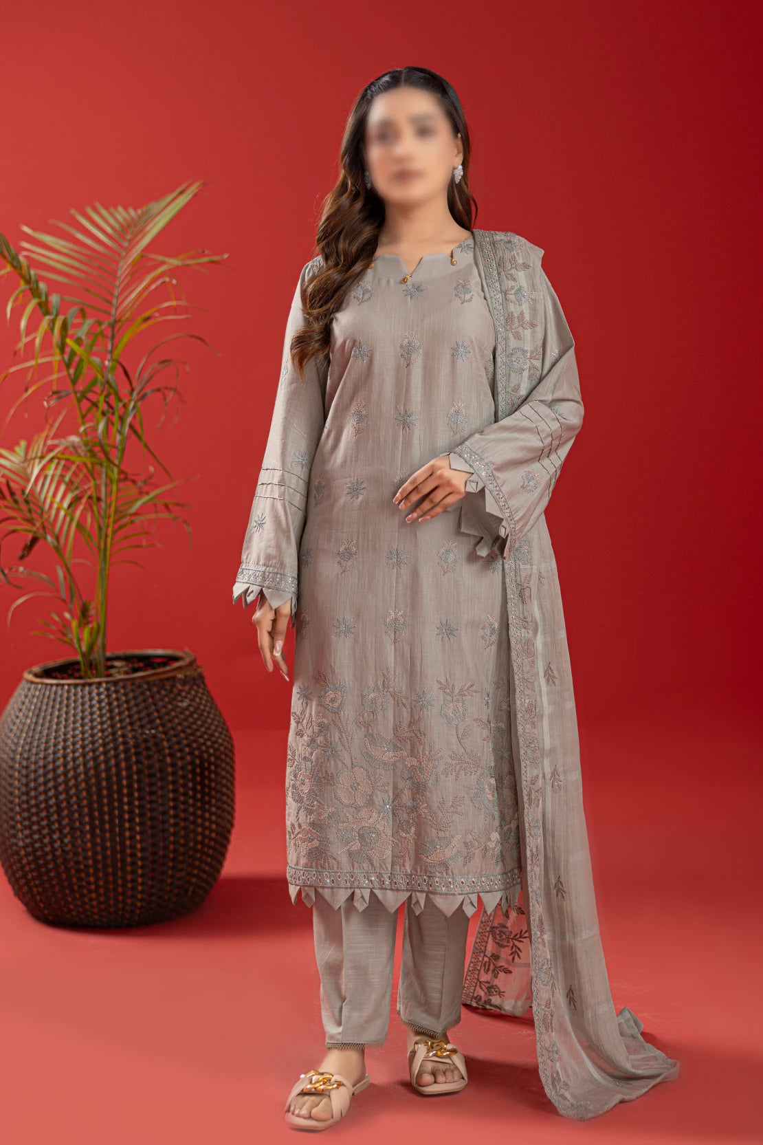 3 Piece - Embroidered Lawn - Tana Bana 104