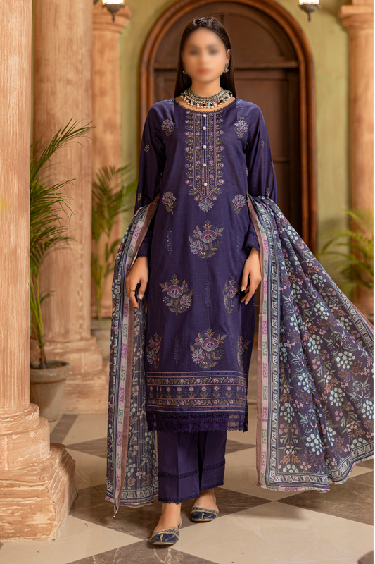 3 Piece - Embroidered Lawn - Tarz 107