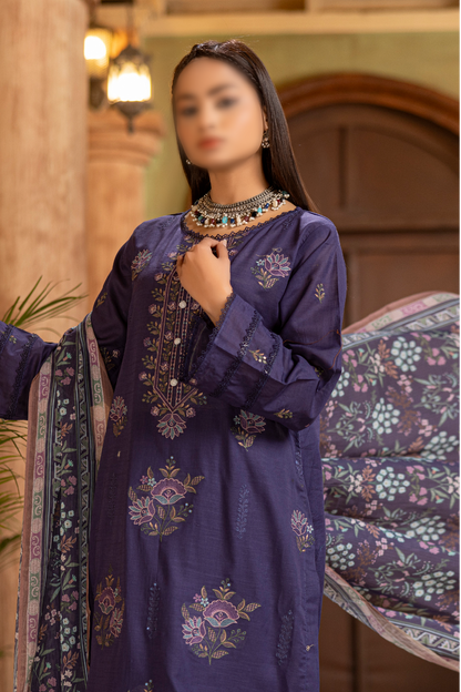 3 Piece - Embroidered Lawn - Tarz 107