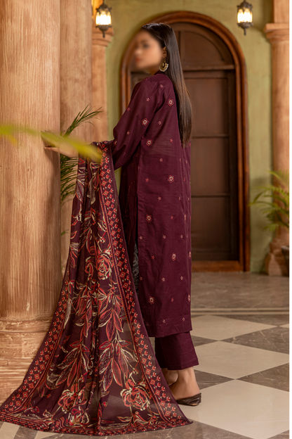 3 Piece - Embroidered Lawn - Tarz 108