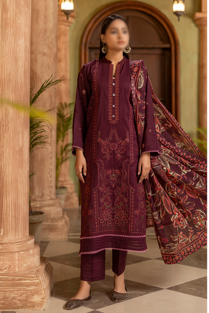 3 Piece - Embroidered Lawn - Tarz 108