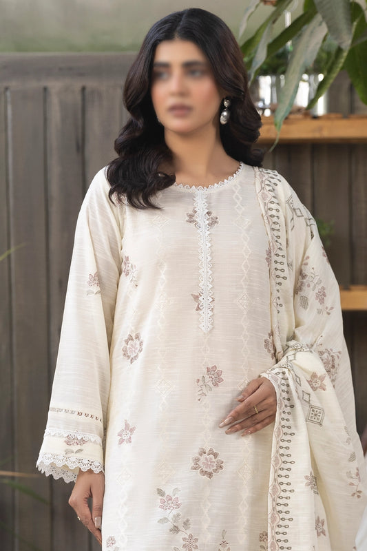 3 Piece - Embroidered Lawn Slub Karandi - Tana Bana 101