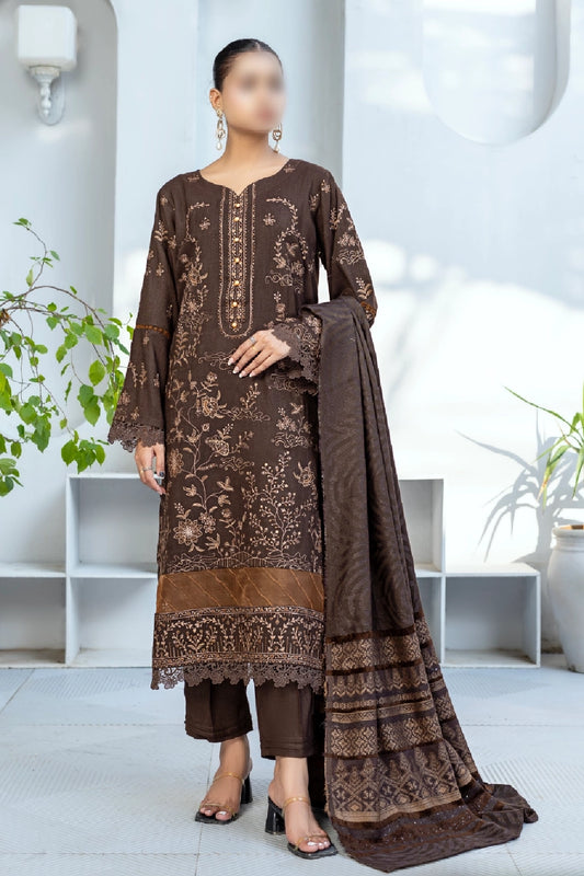 3 Piece - Embroidered Peach - Tana Bana 104