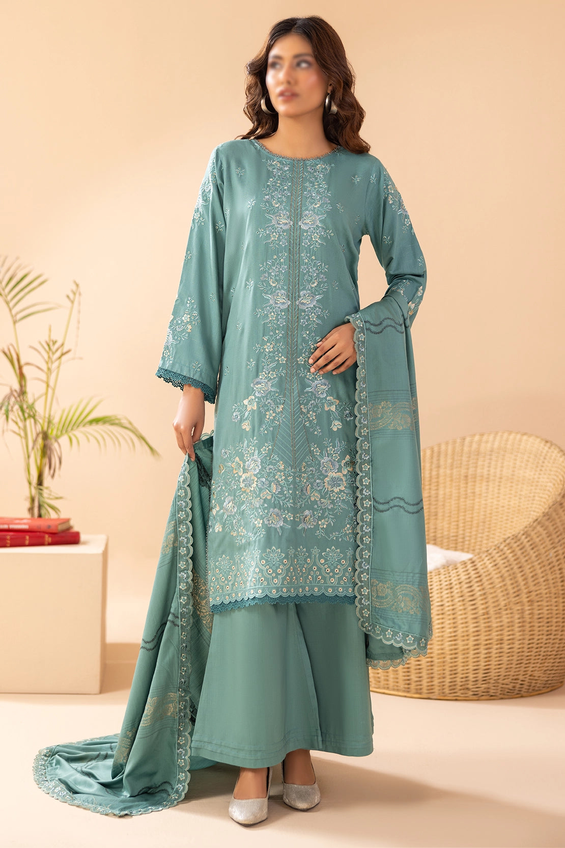 3 Piece - Embroidered Doriya Viscose - Tassur 102