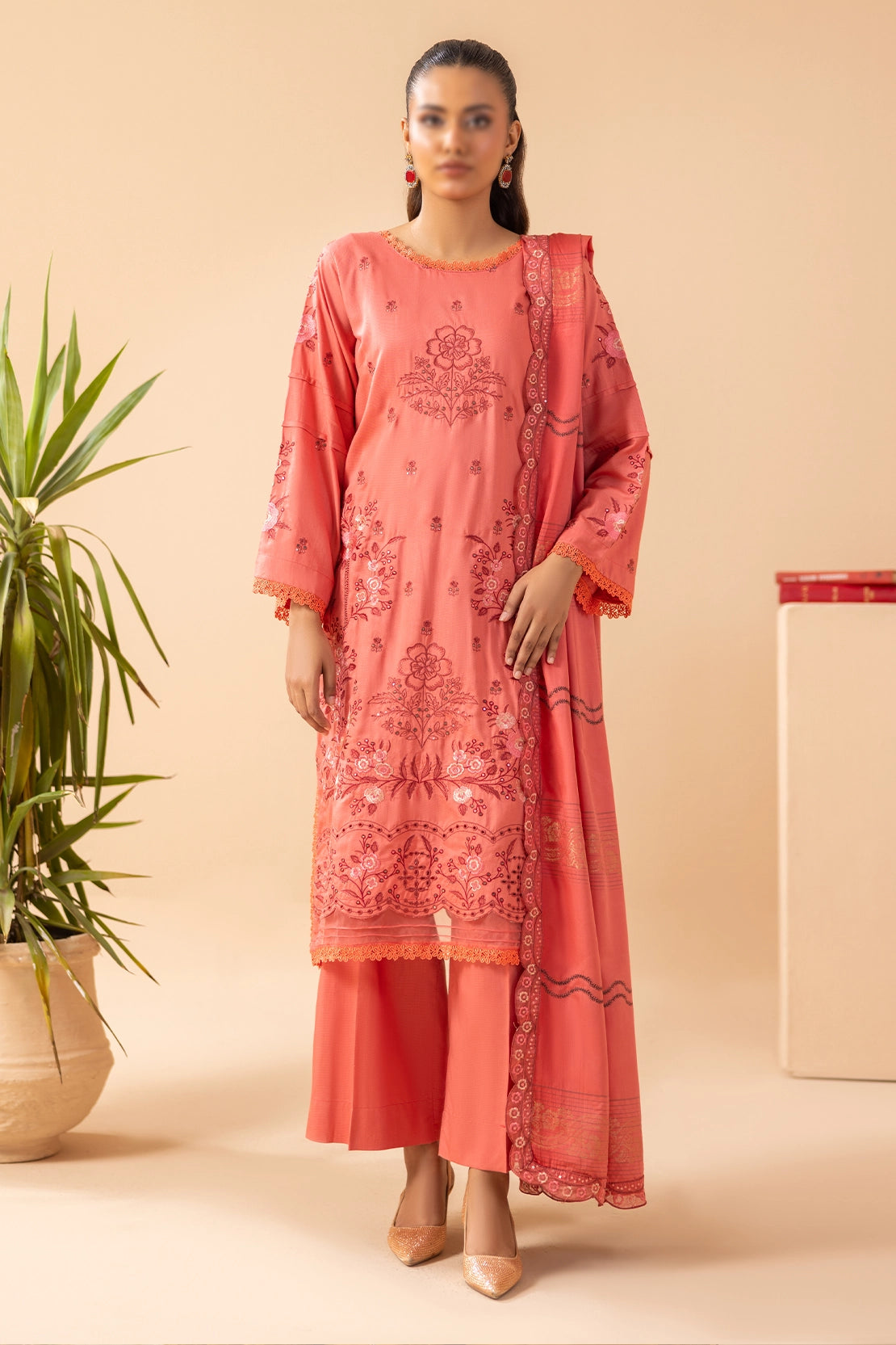 3 Piece - Embroidered Doriya Viscose - Tassur 107