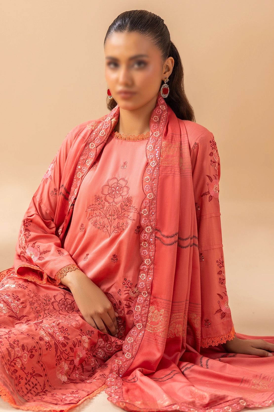 3 Piece - Embroidered Doriya Viscose - Tassur 107
