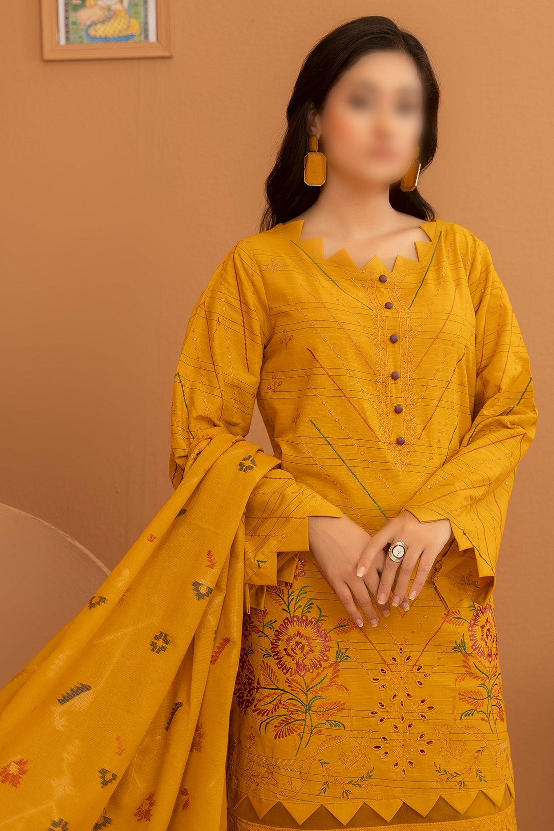 3 Piece - Embroidered Khaddar - Tehzeeb 101